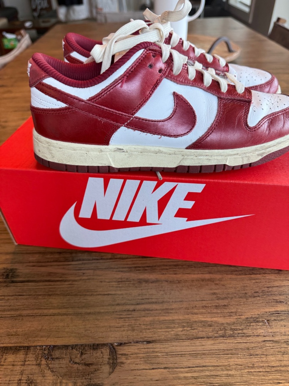 Nike Dunk Low PRM team red white Retro Sneakers size 8 - Picture 3 of 10